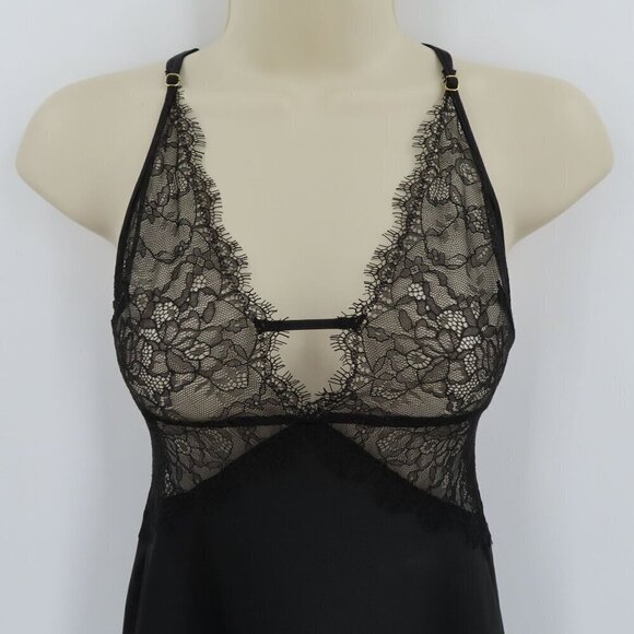 Victorias Secret Extra Small XS Black Sheer Lace Strappy Nightgown Sleep Shirt - Picture 3 of 11
